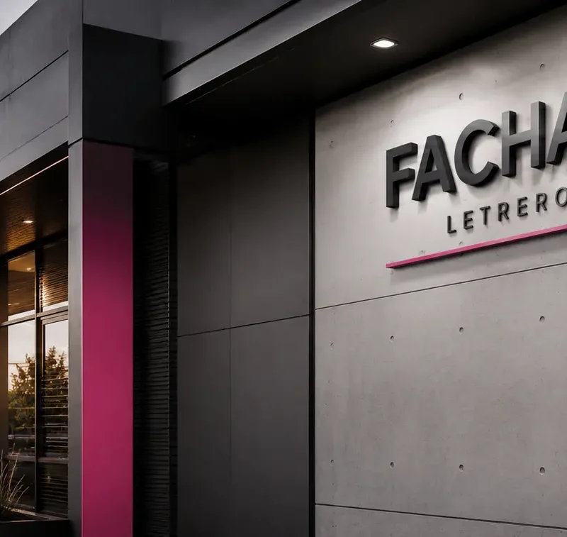 Letreros para negocios en fachada moderna con letras 3D, señalización