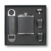 set de petaca personalizado con vasos destapador y embudo grabado láser