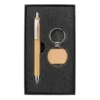 set llavero redondo y lapicero de madera personalizado grabado láser