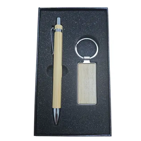 set lapicero y llavero de madera personalizado con estuche grabado láser