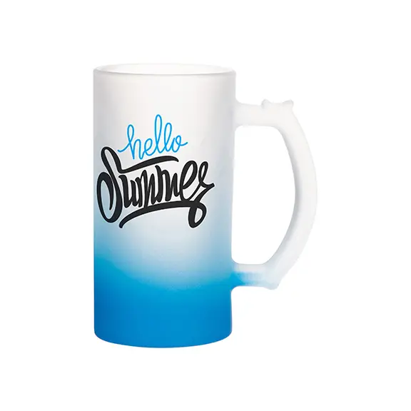jarra de cerveza personalizada 16oz azul degradado sublimación vidrio