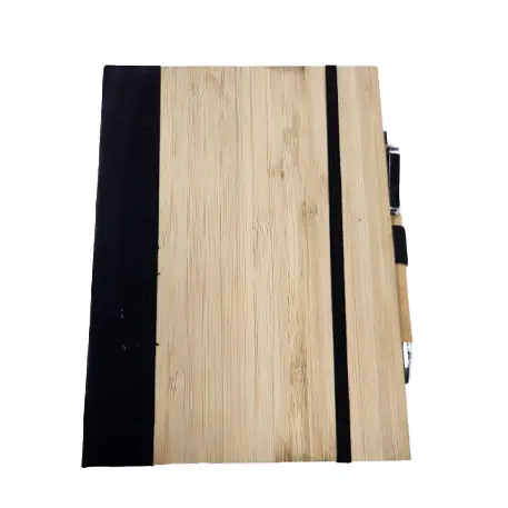 libreta de madera personalizada con lapicero grabado láser 6x8 140 páginas