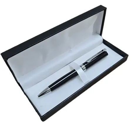 lapicero de metal personalizado con estuche negro grabado láser elegante