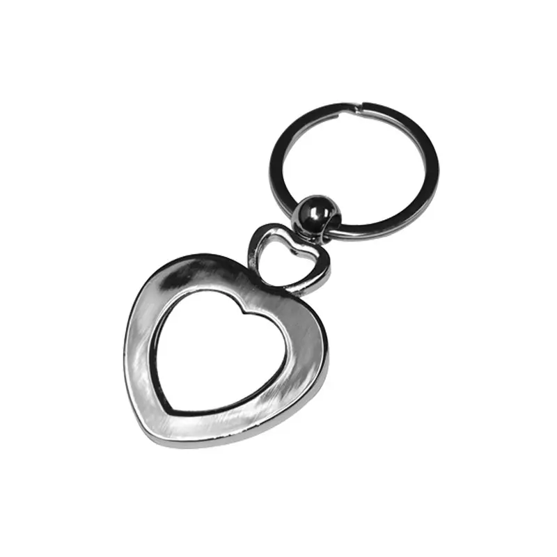 Llavero corazón de metal personalizado elegante llavero de metal personalizado en forma de corazón sublimación con diseño personalizado