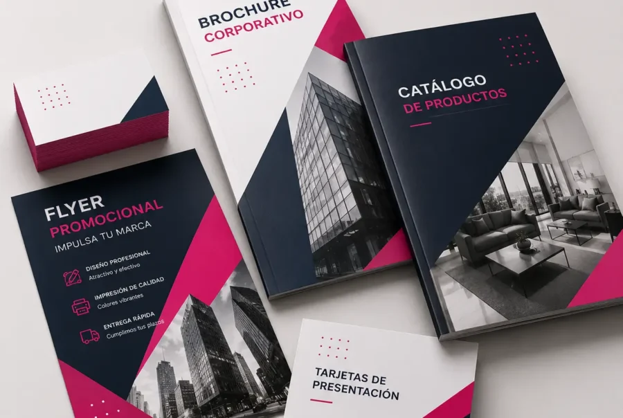 Tarjetas, flyers, brochures y catálogos impresos para negocios profesionales