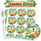Stickers de dinosaurios personalizados para cumpleaños con nombre Matías y edad de 3 años.