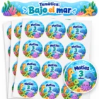 Stickers personalizados bajo el mar con ballena, tortuga, pulpo y caballito de mar.